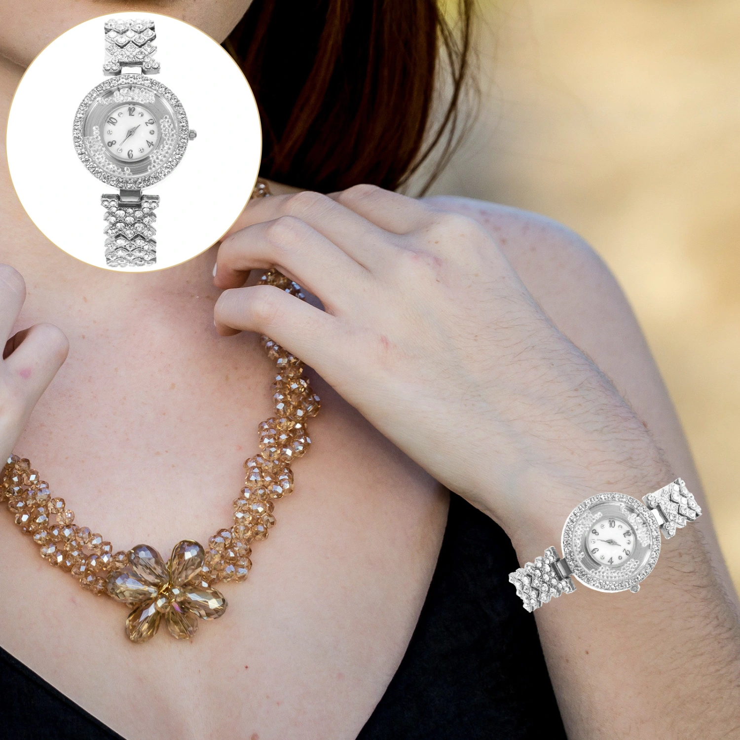 Women Dress Watch Full Rhinestone Women Watch Alloy Strap Watch Elegant Ladies Wristwatch