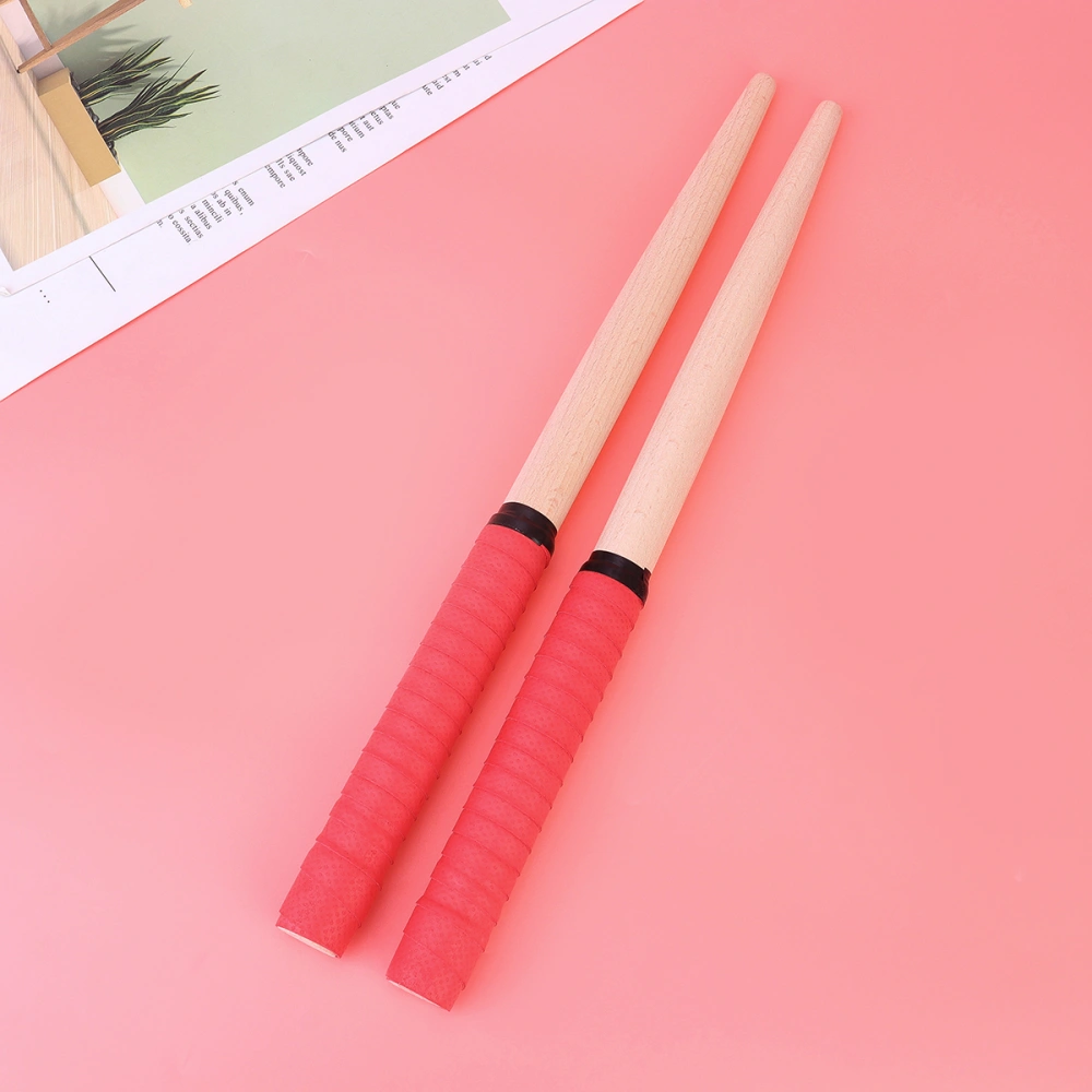 1 Pair 35x2cm Taiko Drum Drumsticks  Portable Wooden Drum Sticks Lightweight Percussion Sticks for Drum (Red)