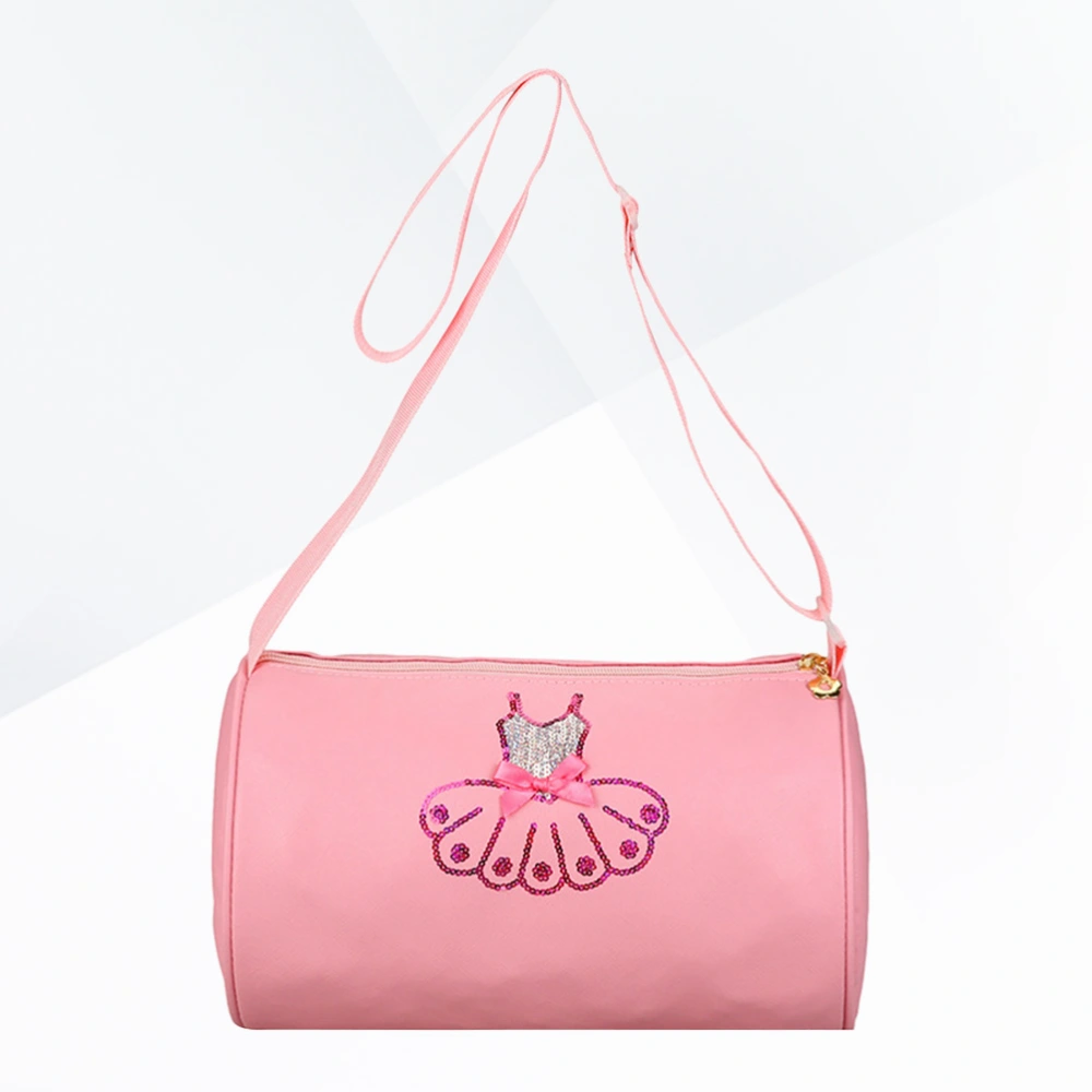 Pink PU Children's Ballet Bag Shoulder Messenger Bag Dance Bag Dress Bag with Ballet Skirt Pattern