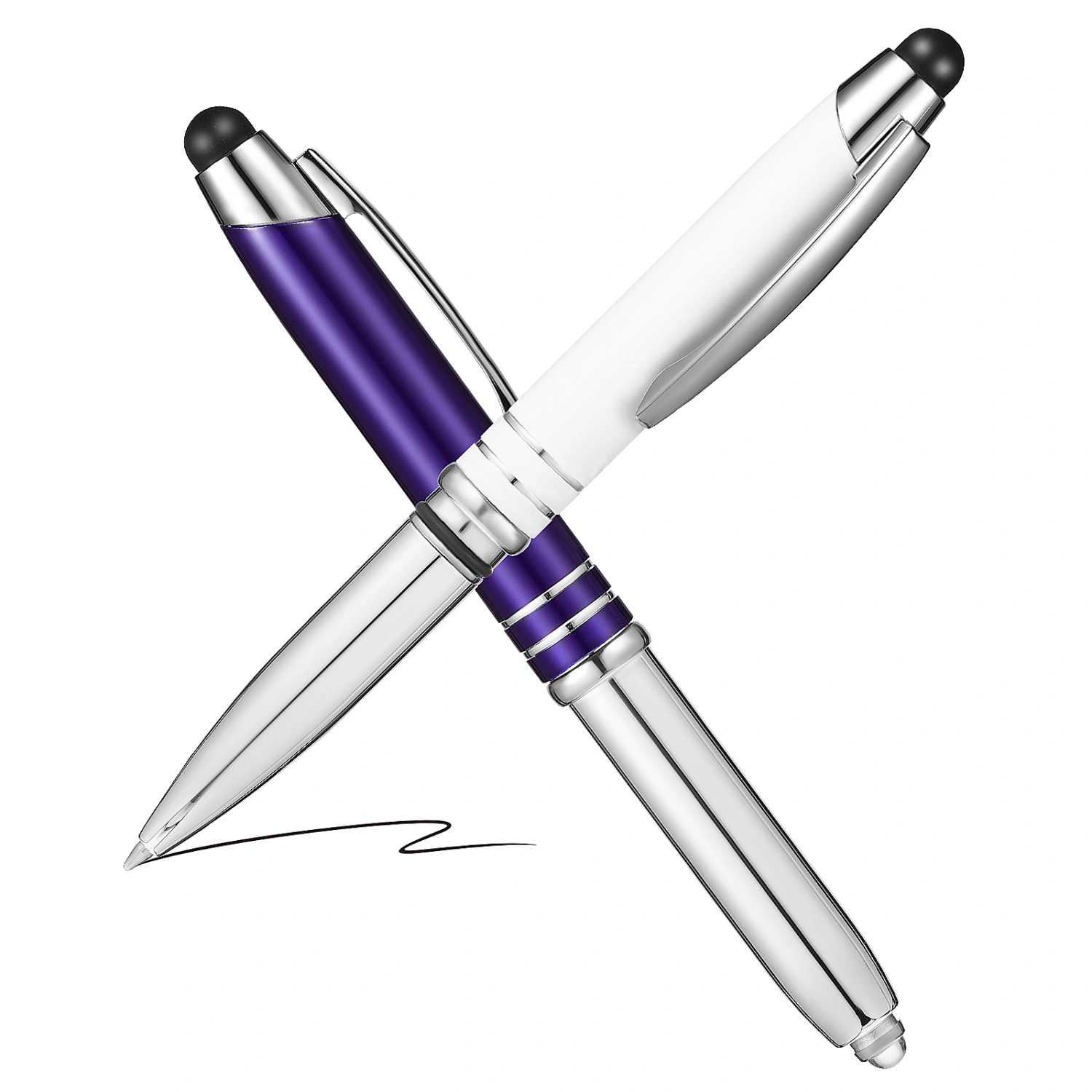 2pcs Lighted Ballpoint Pens Flashlight Writing Pens Pen Light Capacitive Stylus Pens