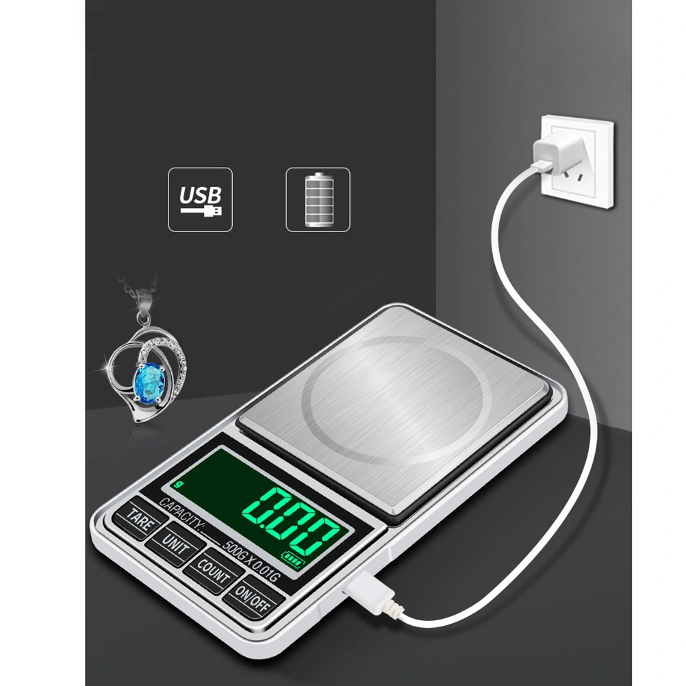 High Precision Electronic Scale Mini Digital Pocket Scales Weight Measuring Tool for Jewelry Crude Medicine Daily Use (1kg/0.1g+USB Cable)