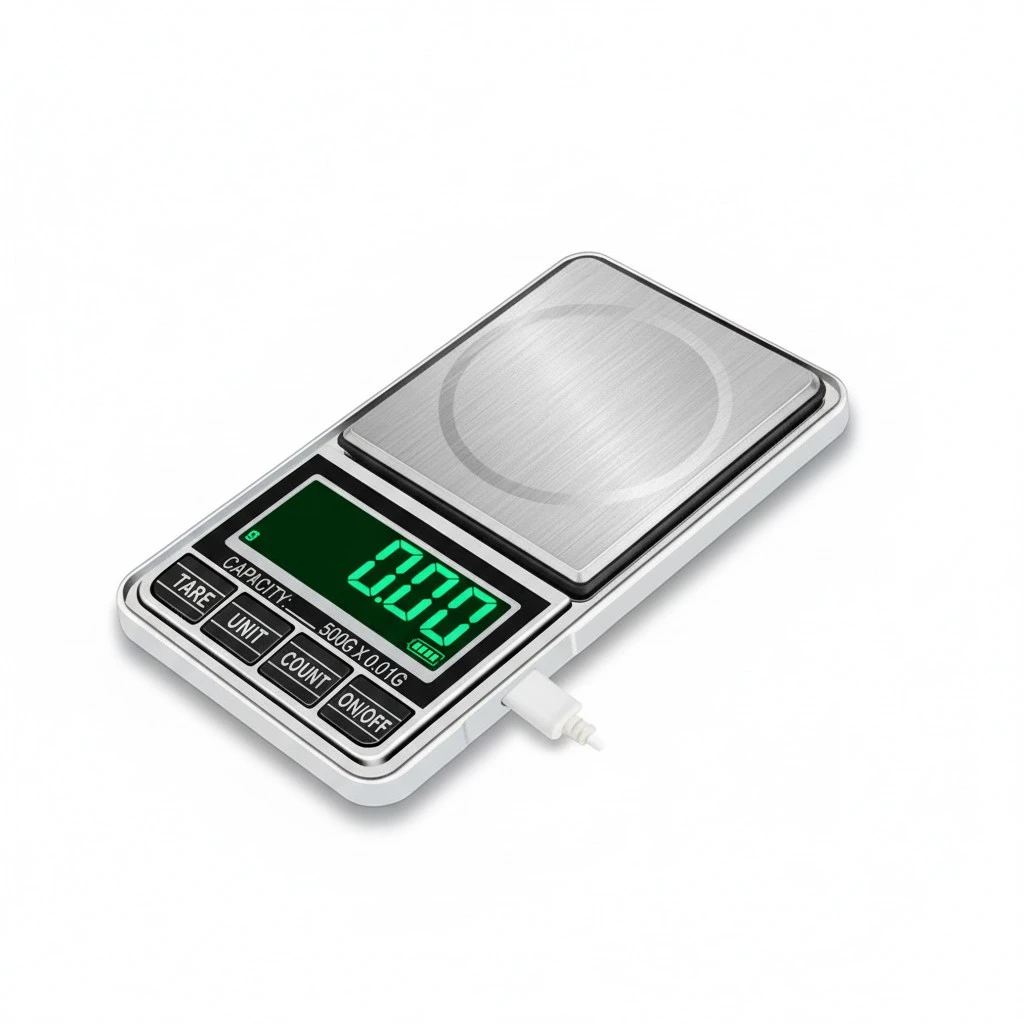 High Precision Electronic Scale Mini Digital Pocket Scales Weight Measuring Tool for Jewelry Crude Medicine Daily Use (1kg/0.1g+USB Cable)