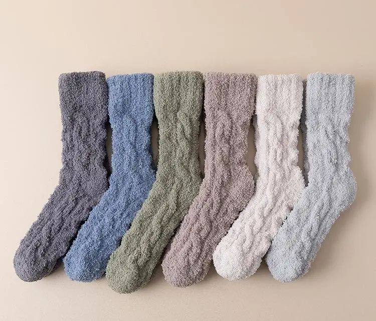 8 Pairs Winter Fuzzy Socks Thickened Slipper Socks Plush Socks Soft Cozy Calf Sleep Socks