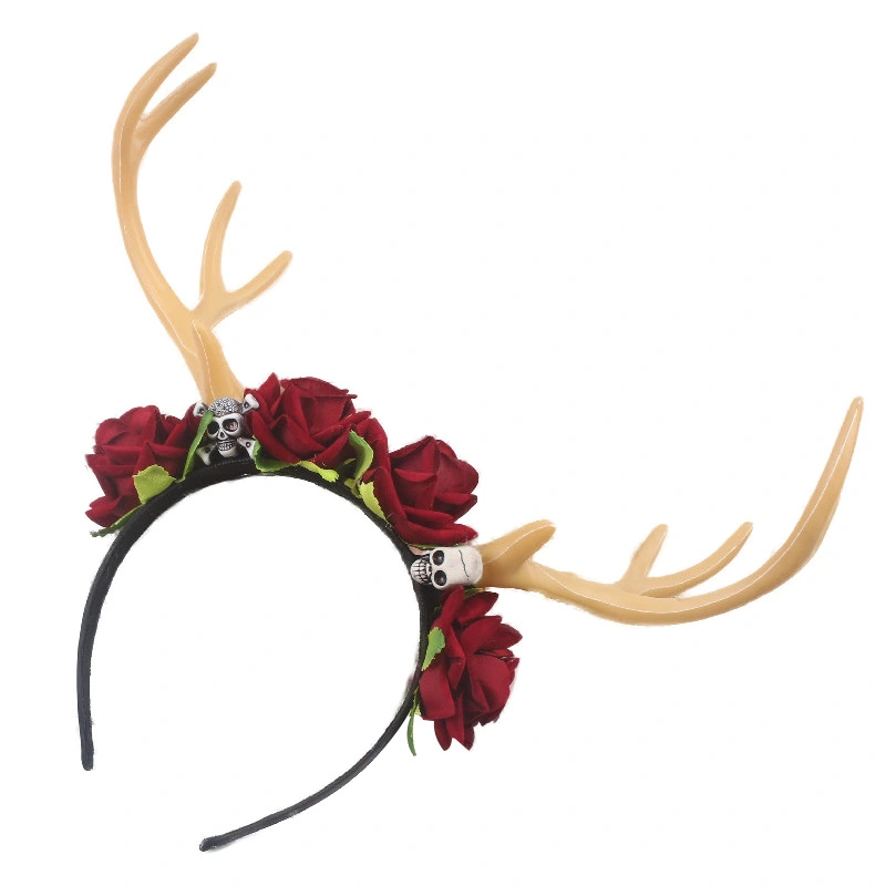 Antler Headband Decorative Hair Band Flower Hair Band Exaggerated Hair Accessory for Halloween