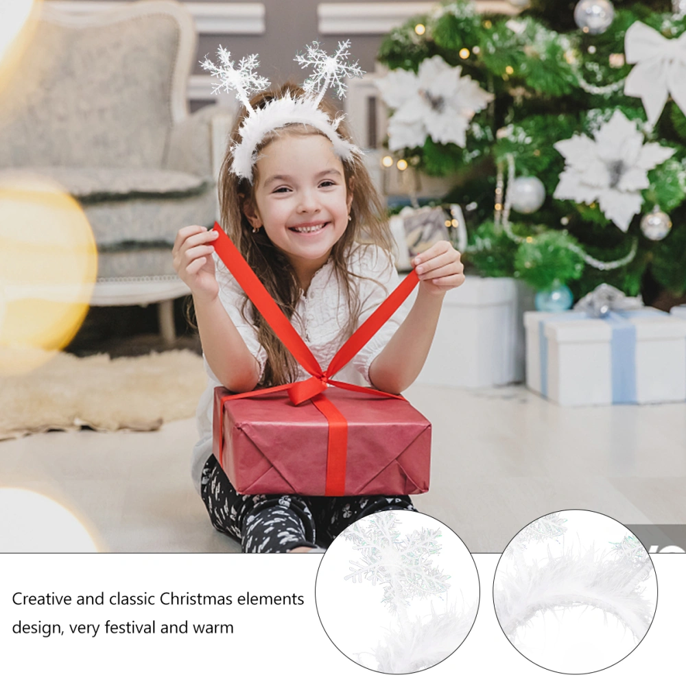 5PCS Christmas Headband Decors Xmas Snowflake Hair Hoops Party Decors (White)