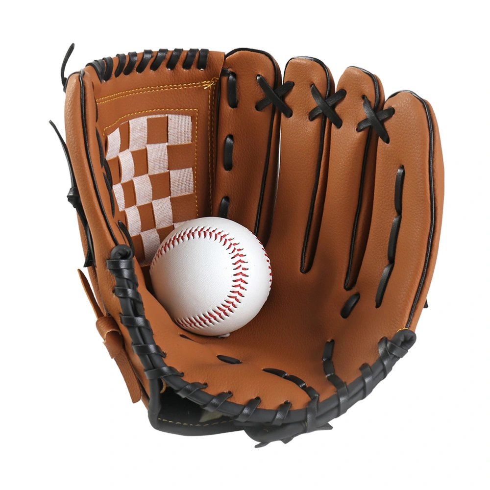 10.5 Inch Thicken Infield Pitcher Baseball Gloves Softball Gloves Children Man Women Adolescents Full Adult Sports Infielder's Glove(Brown)