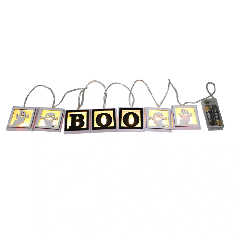 1PC Halloween Wooden String Light Alphabet Pattern String Light Without Battery