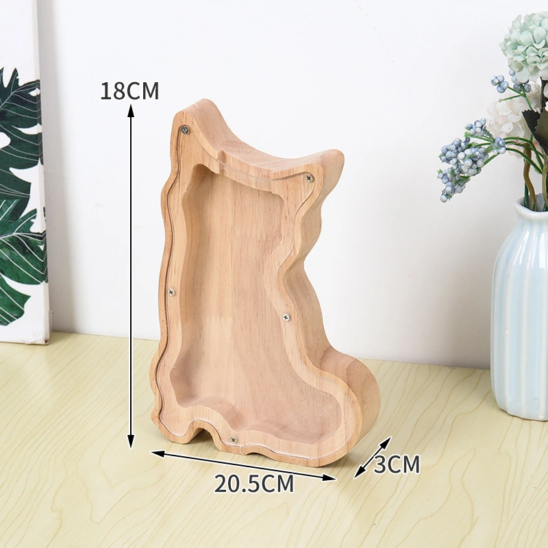 Wooden Piggy Bank Animal Shape Money Jar Decorative Piggy Bank Coins Holder Decor