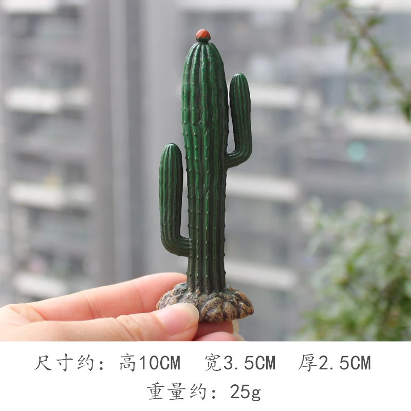 2Pcs Realistic Cactus Figurine Micro Landscape Plant Statue Decor Fake Cactus Adorn