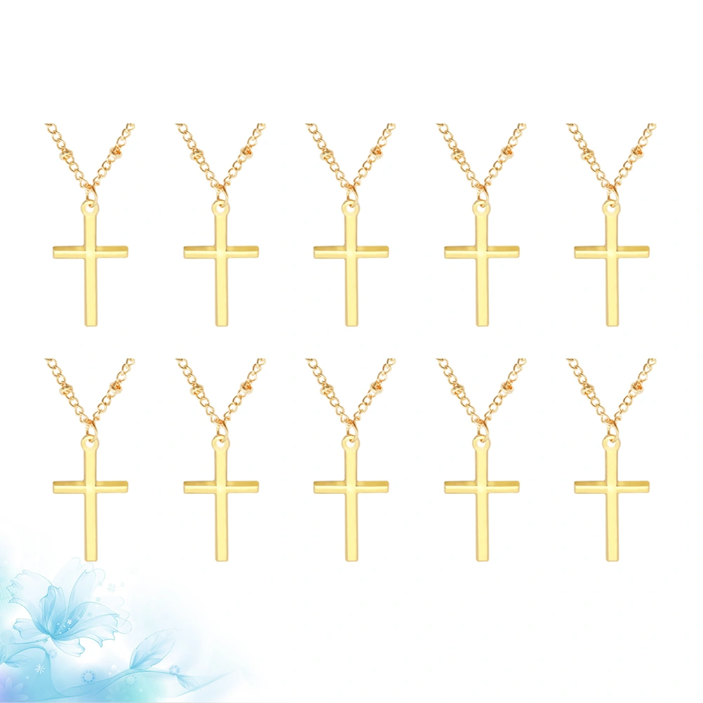10 Pcs Vintage Jesus Cross DIY Hanging Pendant Necklace Christian Cross Chain Decorations Jewelry Necklace Ornaments for Women Men Couple (Golden)