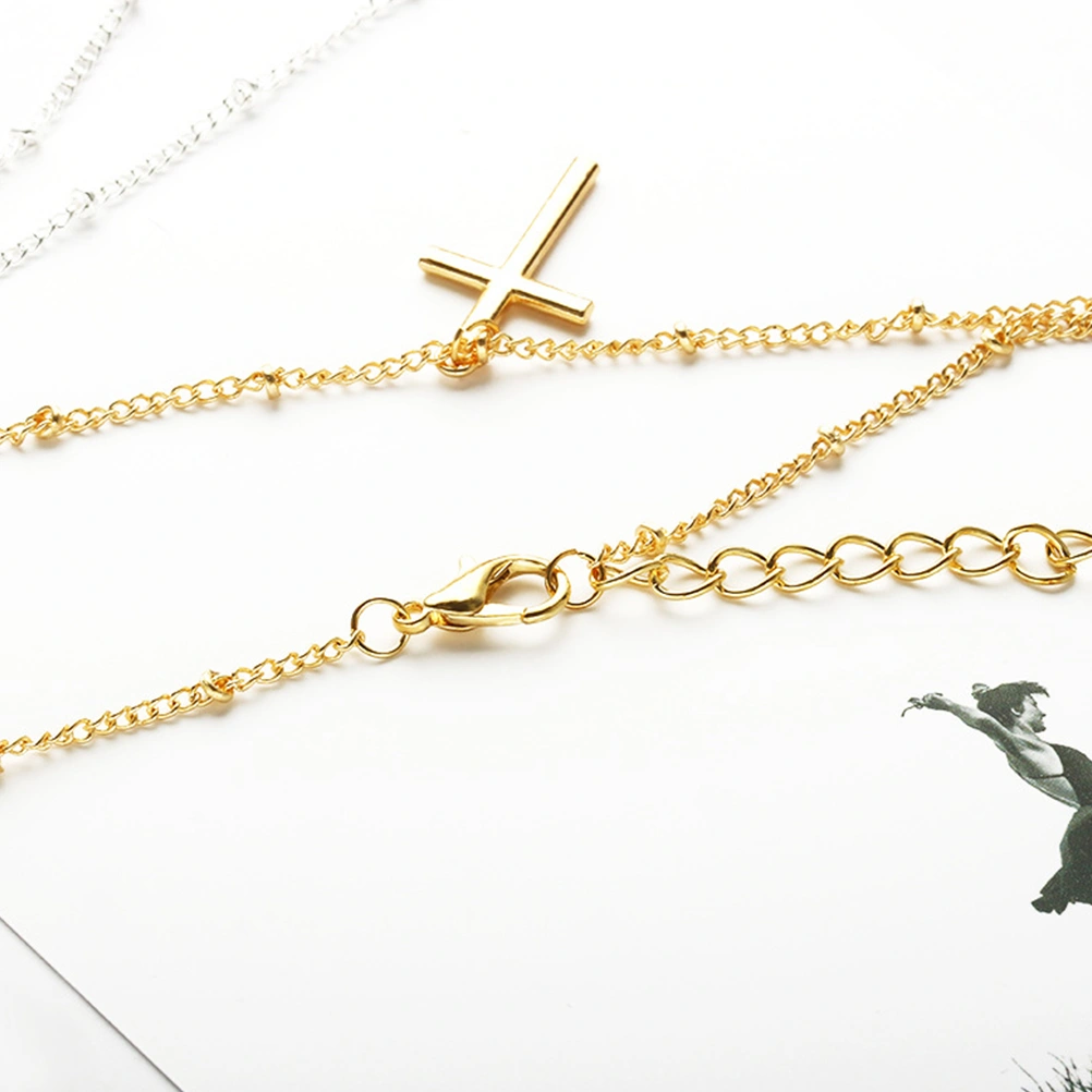 10 Pcs Vintage Jesus Cross DIY Hanging Pendant Necklace Christian Cross Chain Decorations Jewelry Necklace Ornaments for Women Men Couple (Golden)