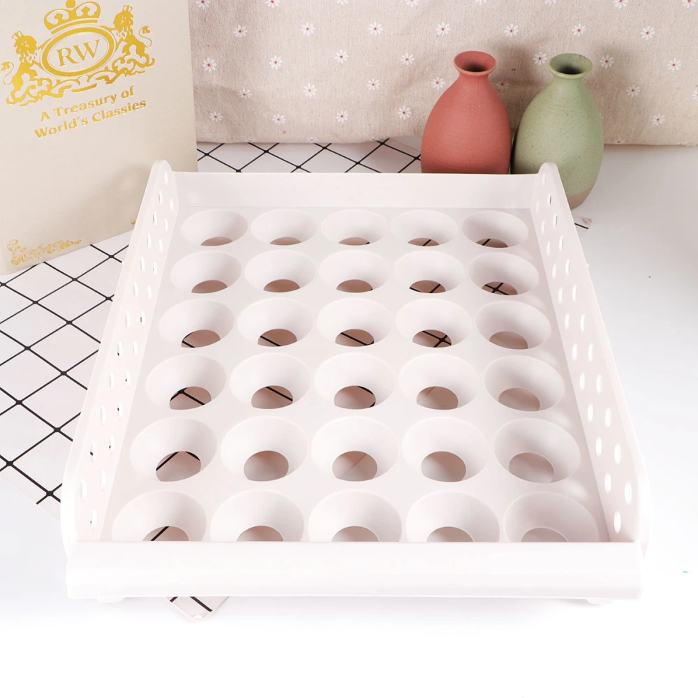 Stackable Egg Storage Box 30 Grids Egg Container Plastic Egg Tray for Home Kitchen (White, Single-layer)