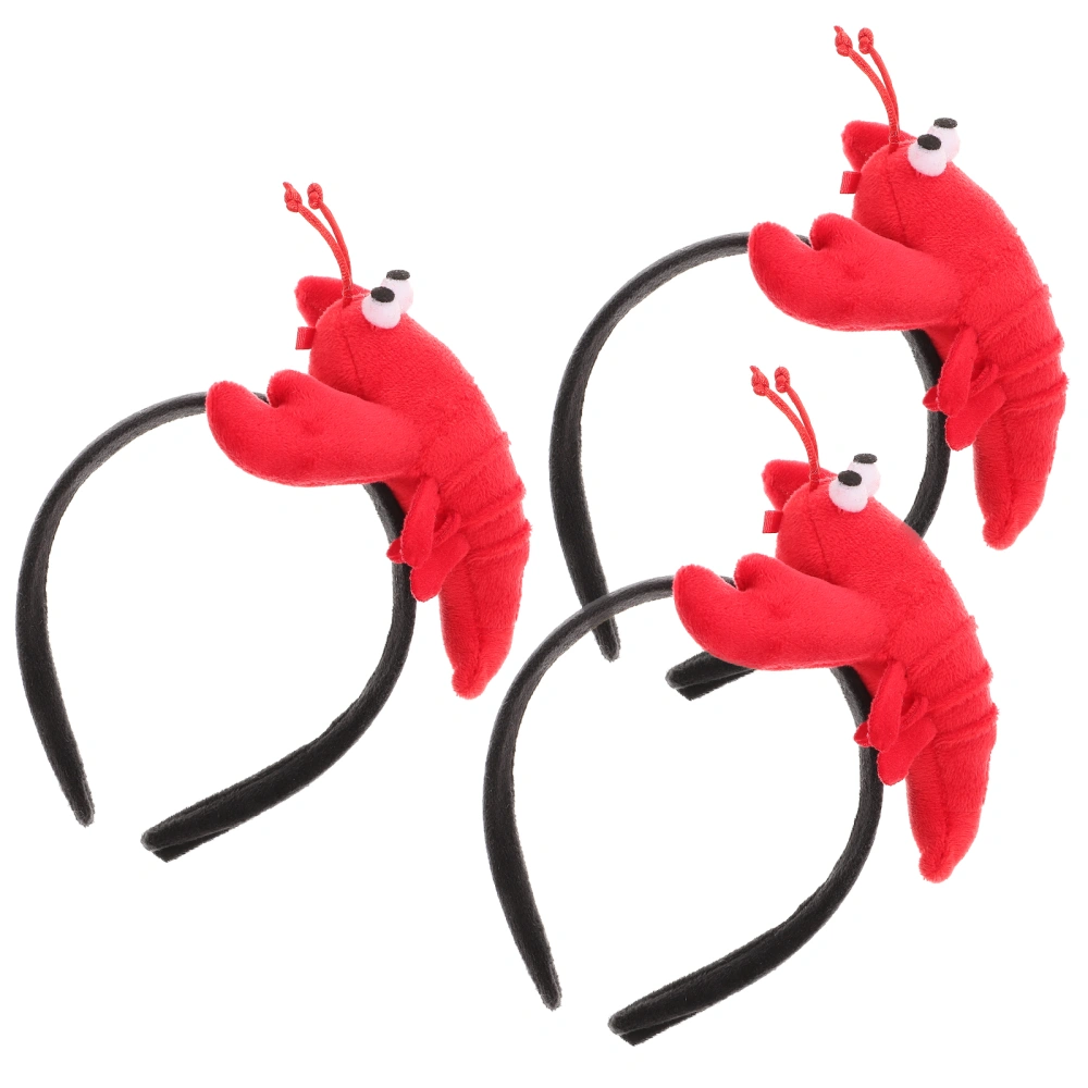 3Pcs Crayfish Hair Band Cartoon Character Hair Lovely Ears Head Hoops Red