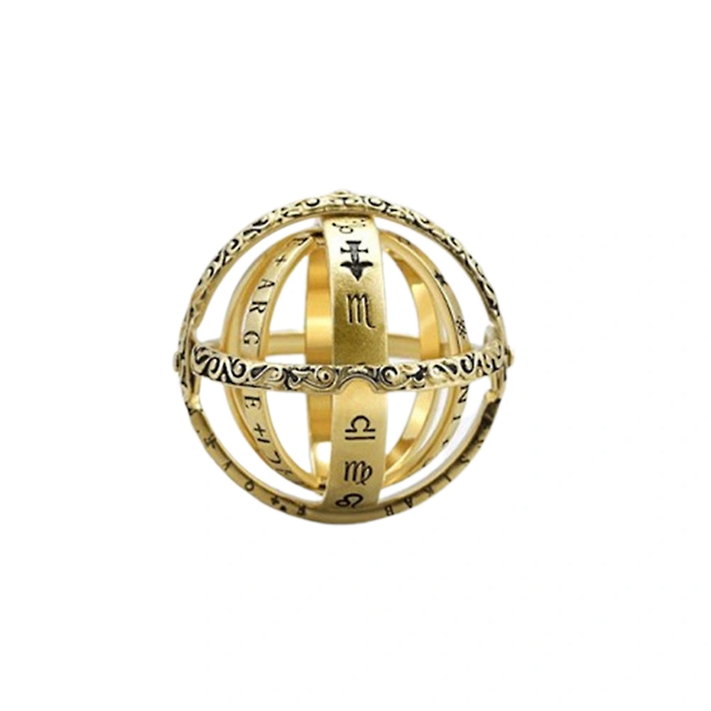 Retro Astronomical Sphere Ball Ring Foldable Cosmic Finger Ring Couple Lover Jewelry Gifts (Golden, NO.7)