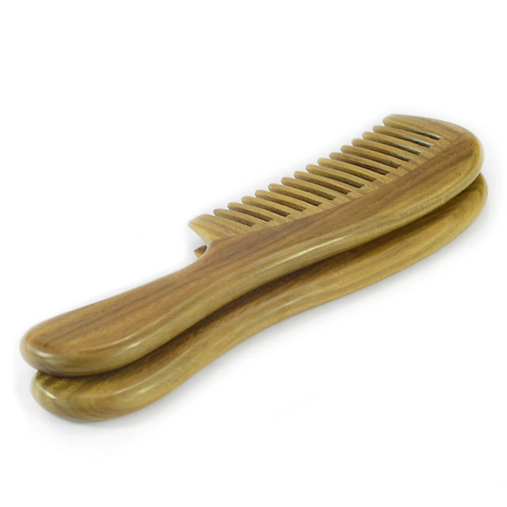 20 CM Green Sandalwood Comb Natural Texture Massage Anti-static Hair Care Head Massage Thick Handle Wooden Hair Comb