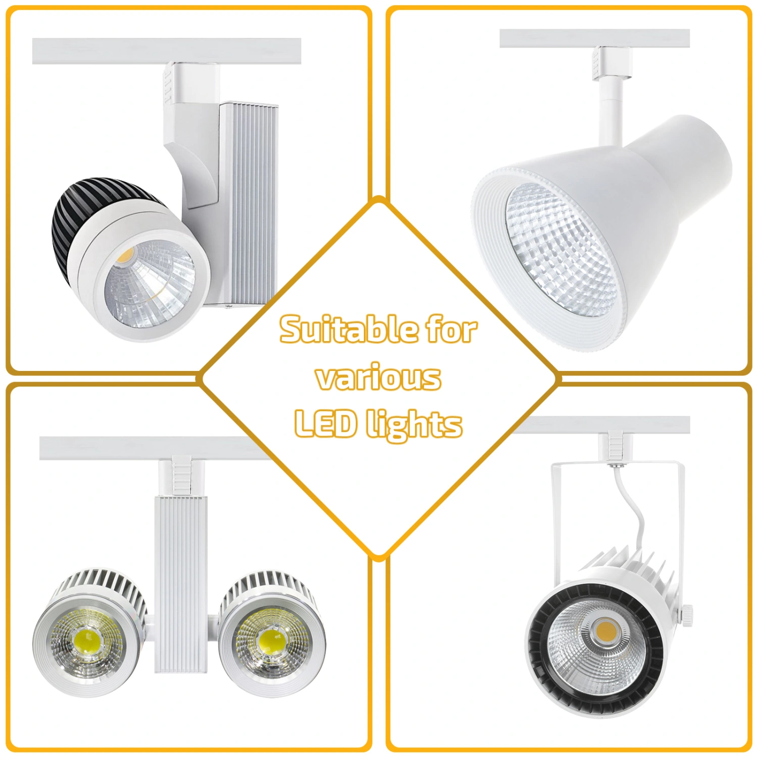 2-Wire Track Light Head PC Track Light Adapter Rail Connector Track Light Head Rail Joiner for LED Light