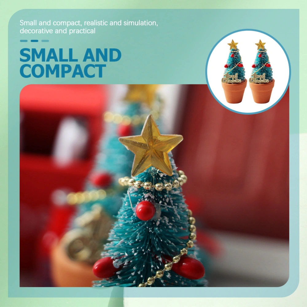 4pcs Doll House Mini Potted Christmas Tree Mini House Christmas Decor Mini House Accessory