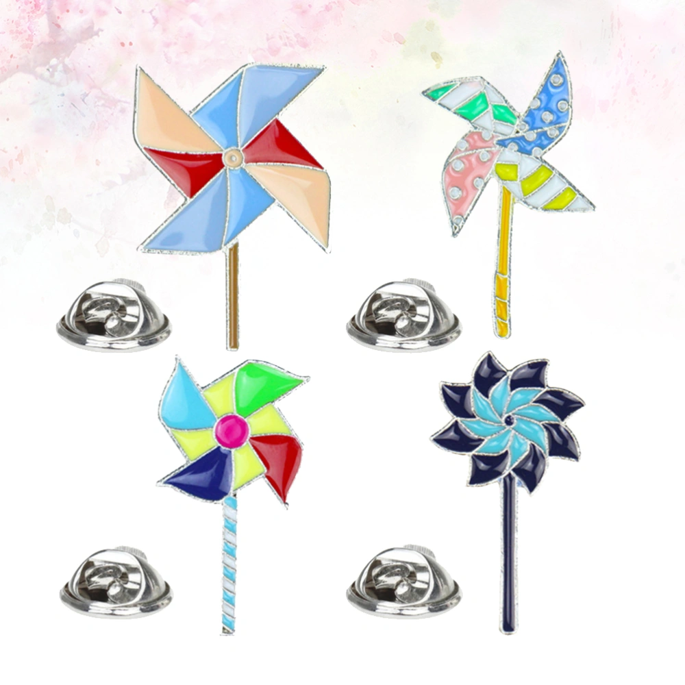 4pcs Cartoon Windmill Brooch Creative Brooch Jewelry Alloy Clothes Hat Brooch Accessory