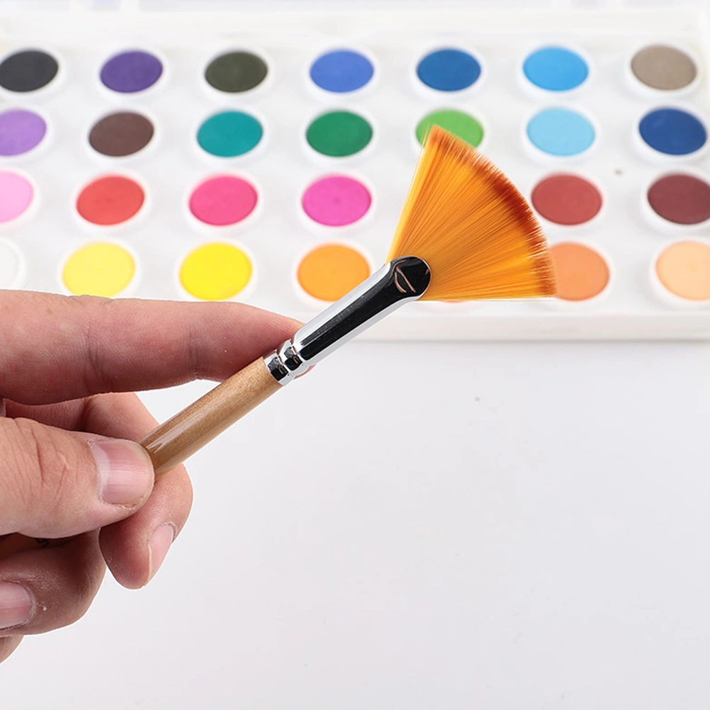 1 Set of 6pcs Paint Brushes Wooden Handle Multifunction Fan Shaped Oil Paint Brushes Acrylic Paint Brushes