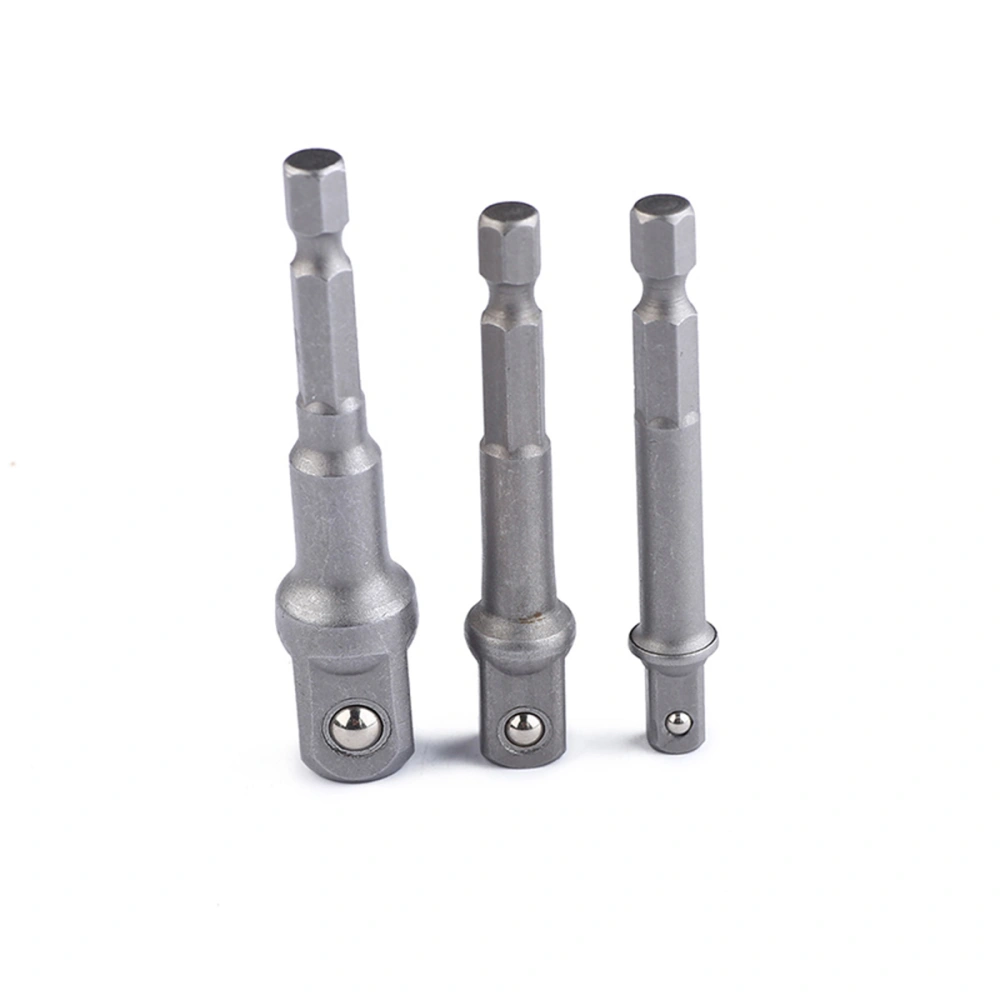 3 Pcs Socket Adapter Set 1/4" 3/8" 1/2" Square Impact Socket Extension Connector Power Drill Bit Adapter (Long)