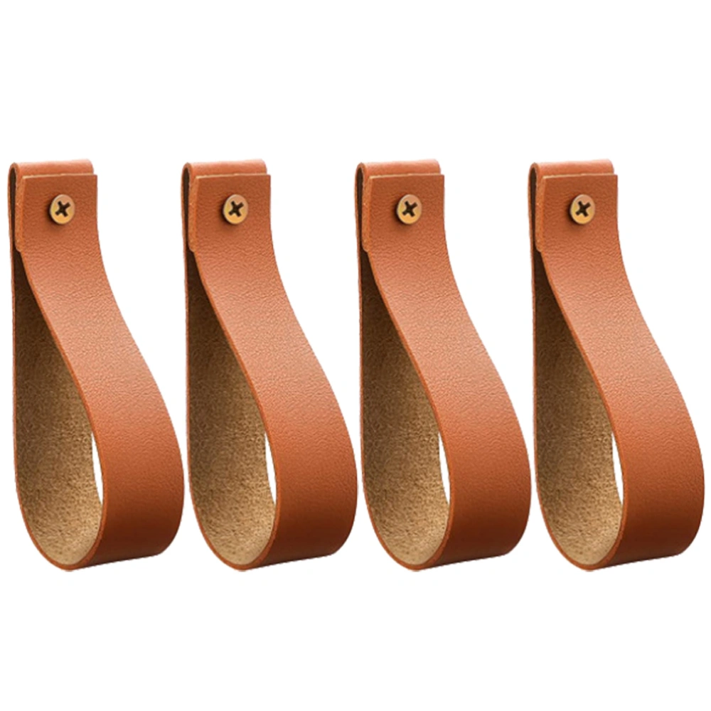 4pcs Curtain Rod Holders Wall Hanging Straps Leather Straps for Hanging Curtain Rod