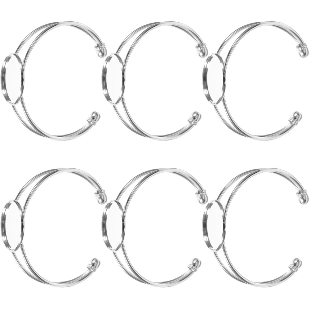 6pcs 25mm Round Plate Copper Y Shape DIY Bracelets Wrist Chains for Jewelry Making (Silver)