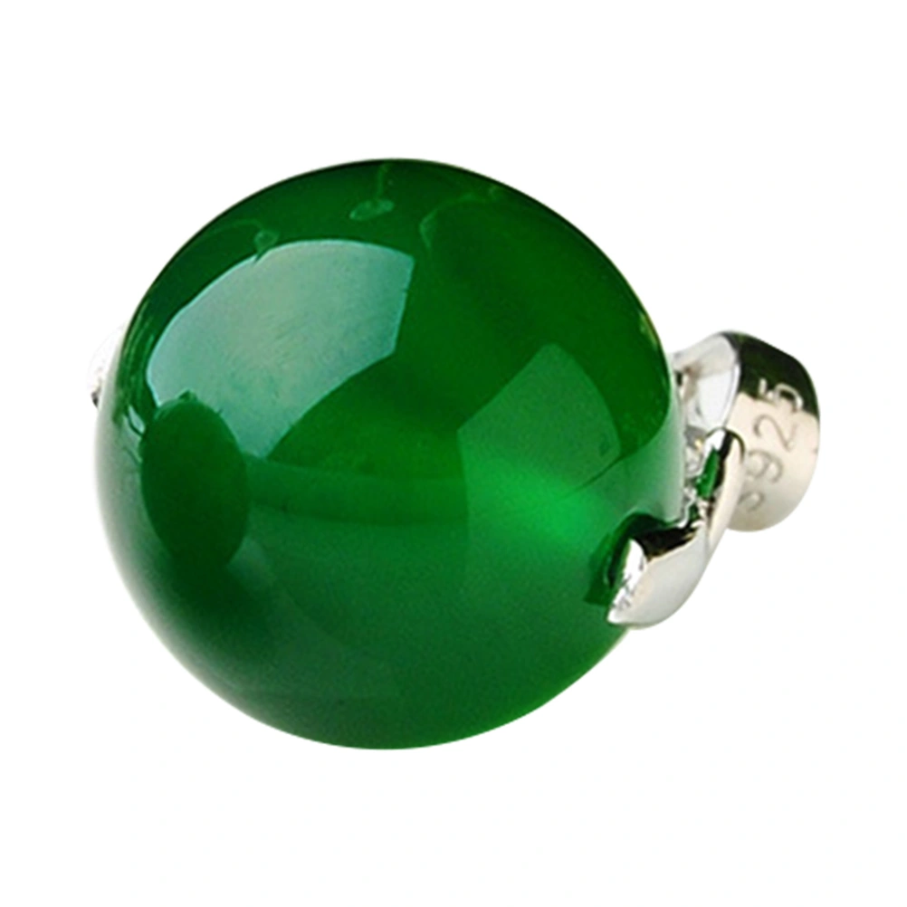 12mm Emerald Agate Bead Pendant Charms Chalcedony Gemstone Necklace Jewelry Bead Pendant for Woman Girl (Green, Random Pendant and Chain Style)