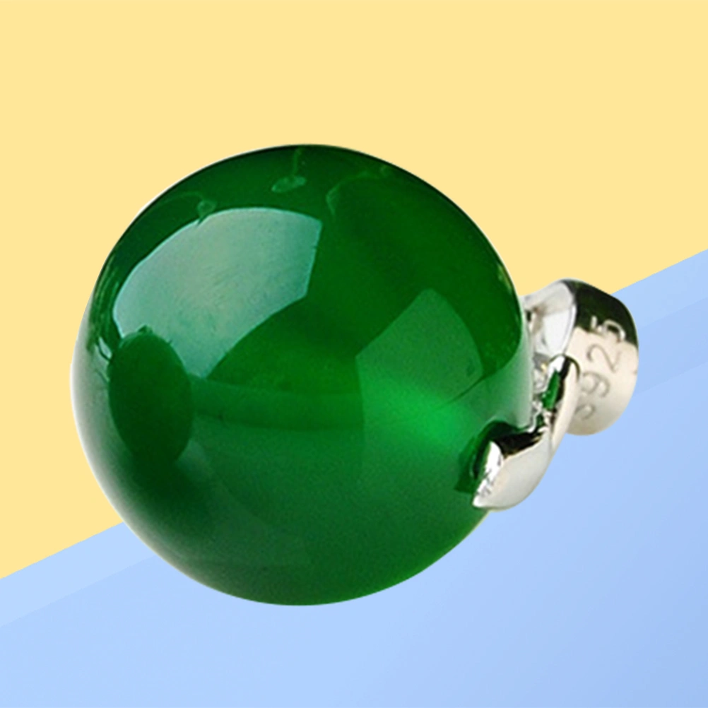 12mm Emerald Agate Bead Pendant Charms Chalcedony Gemstone Necklace Jewelry Bead Pendant for Woman Girl (Green, Random Pendant and Chain Style)