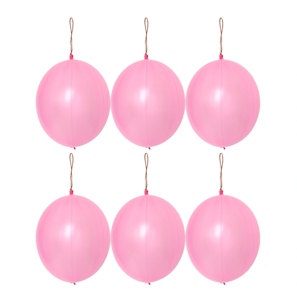 10pcs No Printing Balloon Fun-Filled Balloons Neon Punch Balls with Rubber Band Handle for Party Birthday (Pink)