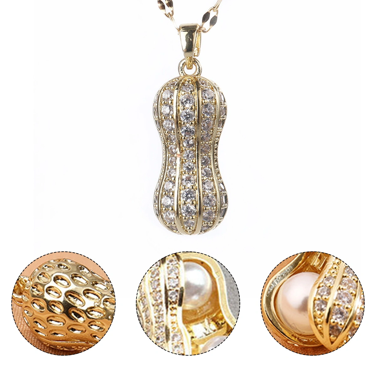 Peanut Neck Chain Chic Pearl Inlaid Necklace Delicate Clavicle Chain Neck Decor