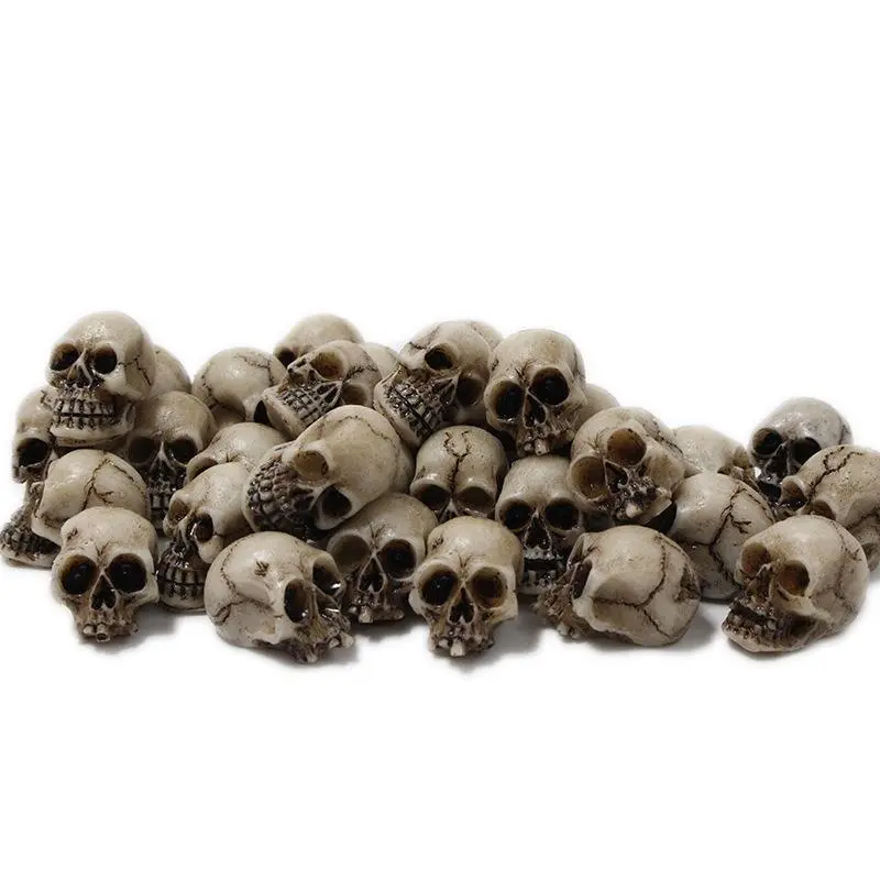 40pcs Miniature Skull Decorations Halloween Skeleton Head Small Resin Craft Skull for Haunted House