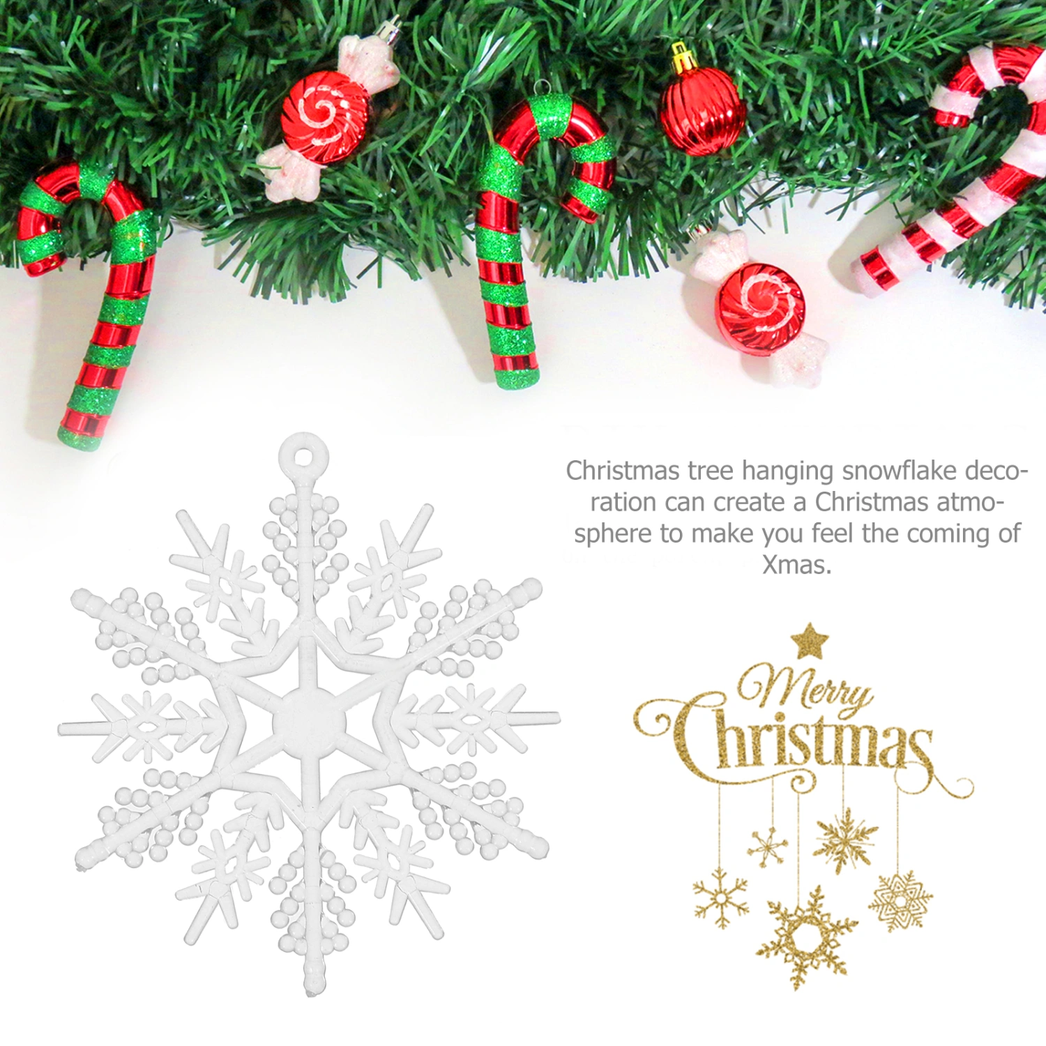 50pcs Christmas Tree Snowflake Decoration DIY Scene Snowflake Pendant Xmas Snowflake Decoration