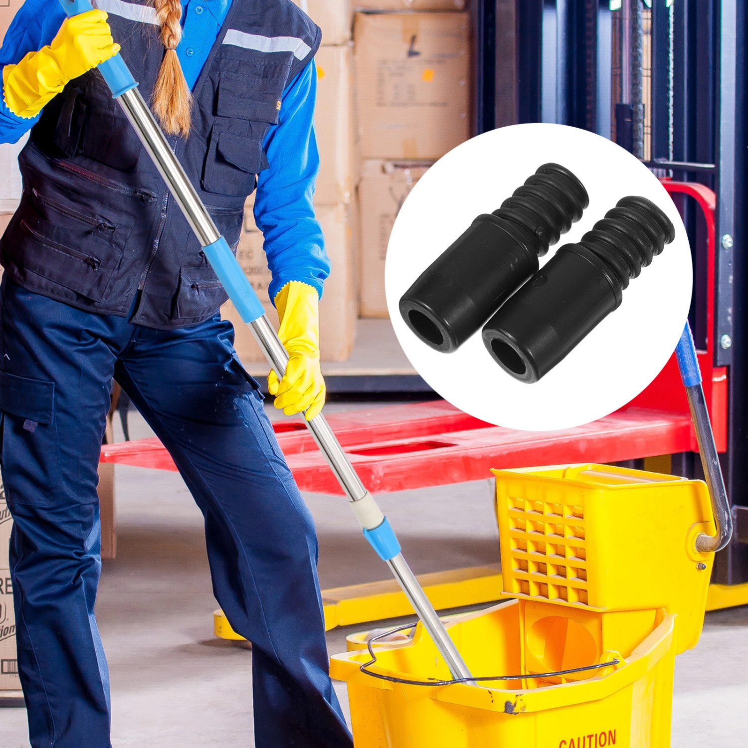 2pcs Commercial Broom Handle End Adapter Threaded Tips Sweeping Broom Handle Threaded Adapters