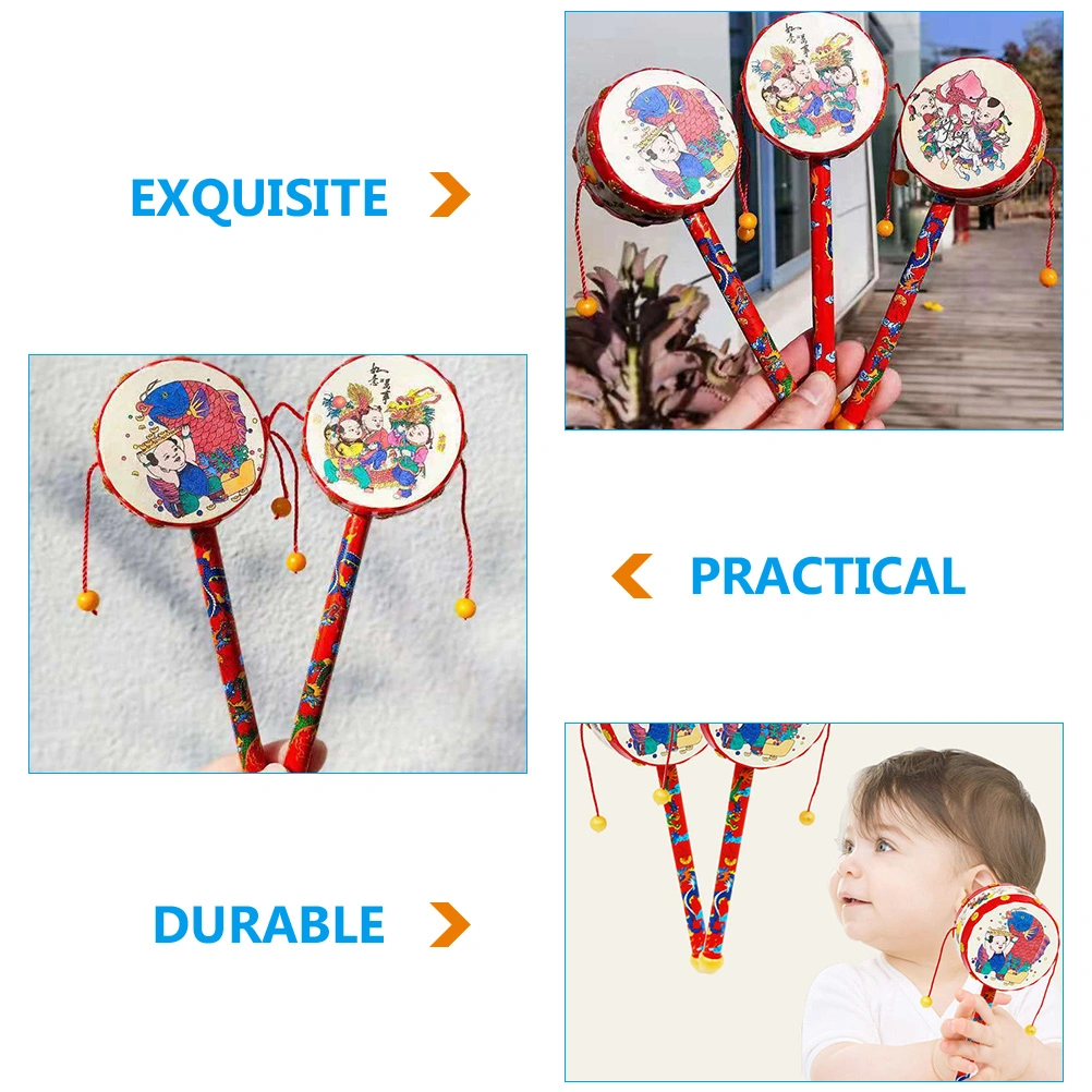 Baby Rattle Toy Traditional Wooden Handheld Rattle Hearing Training Hand Rattle Toy
