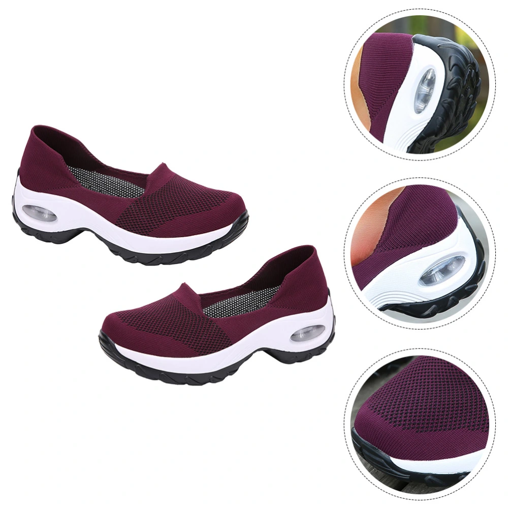 1 Pair Shallow Mouth Women Shoes Four Seasons Shoes Breathable Air Cushion Shoes