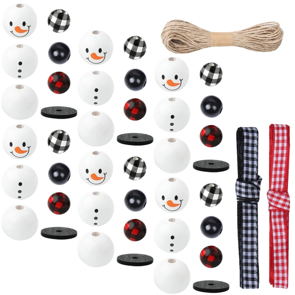 1 Set Christmas Snowman Wooden Beads DIY Snowman Crafts Beads Mixed Beads