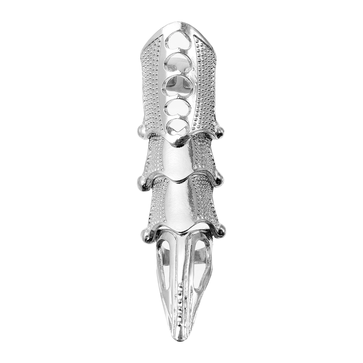 HAPPYYAMI Vintage Finger Ring Punk Style Cool Spiky Joint Ring Women Accessory Halloween Jewelry (Silver)