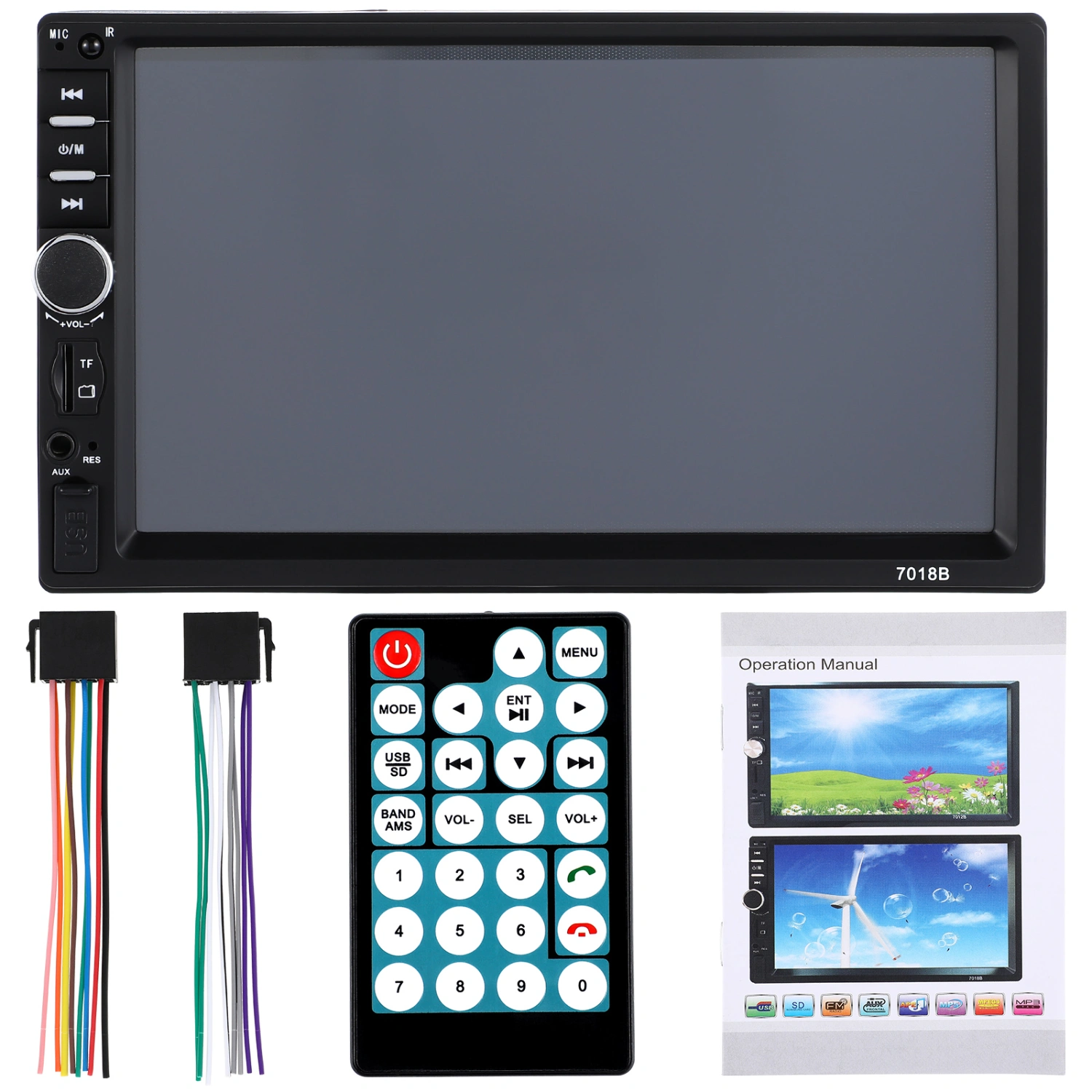7 Inch Video and Audio Player FM Transmitter Stereo MP5 Player for Car