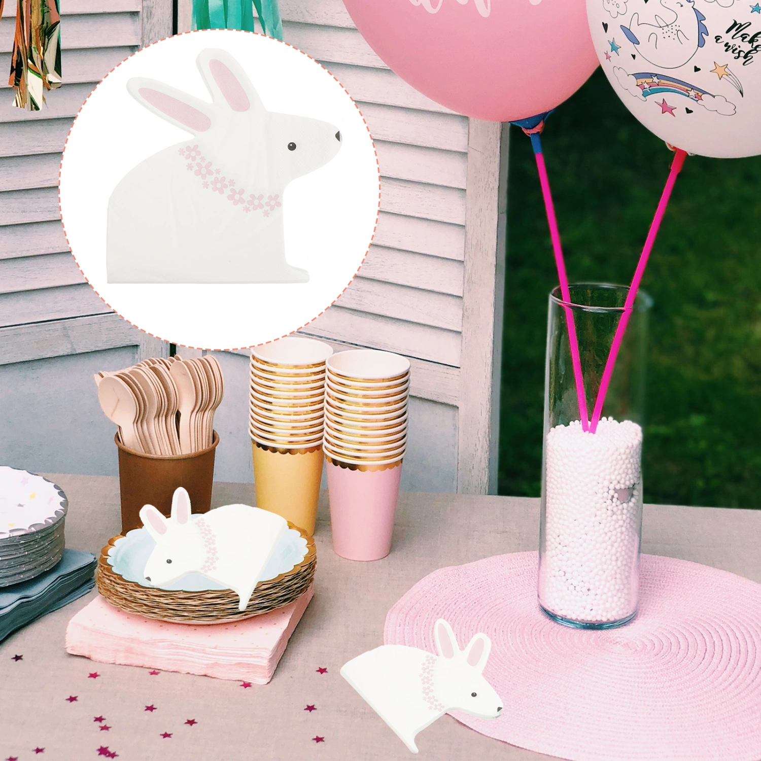20 Sheets Easter Rabbit Paper Towel Disposable Napkin Kids Party Favor Supplies