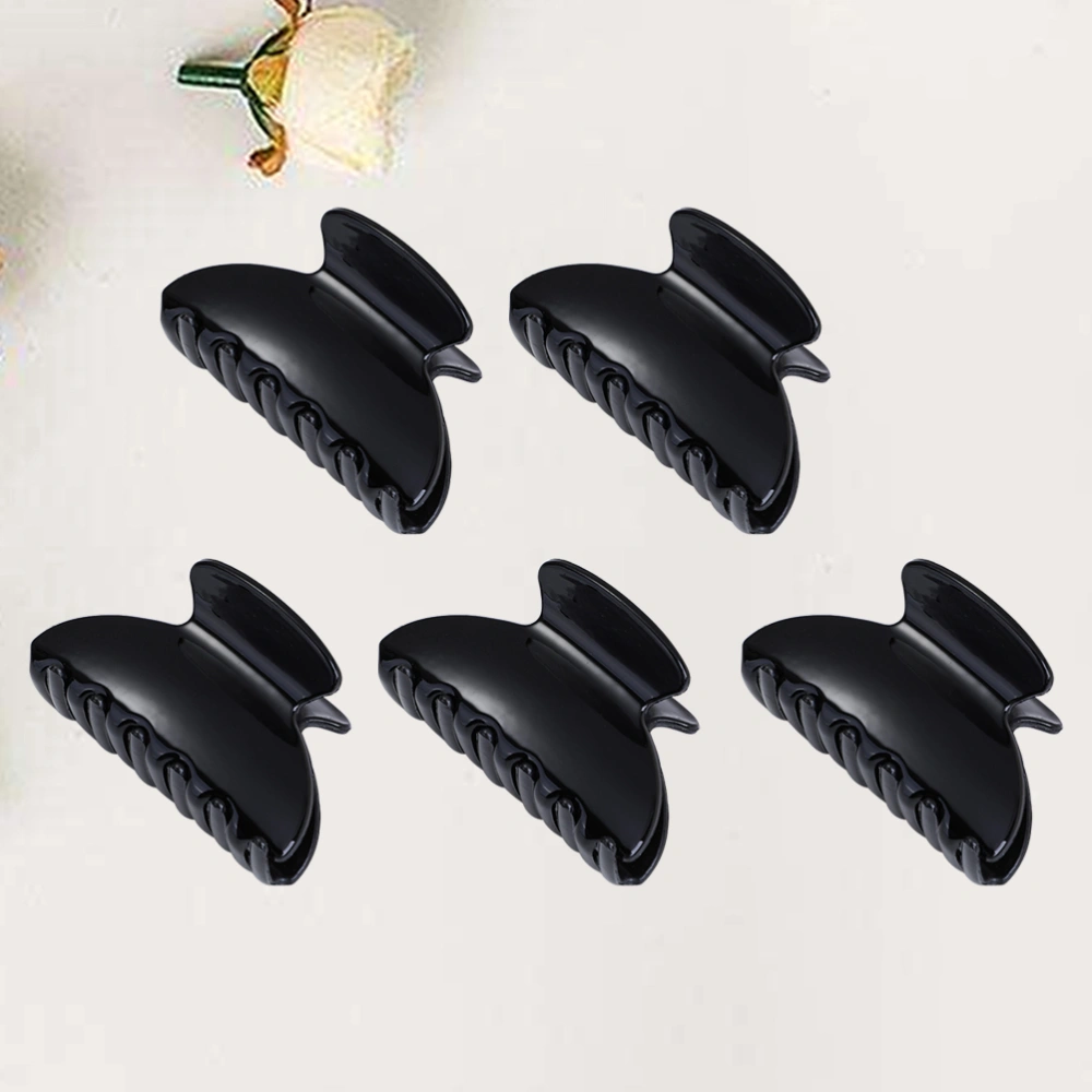 5pcs Durable Ponytail Clips Plain Hair Claw Fashion Jaw Clips Hair Accessories for Women Girls (Bright Black)