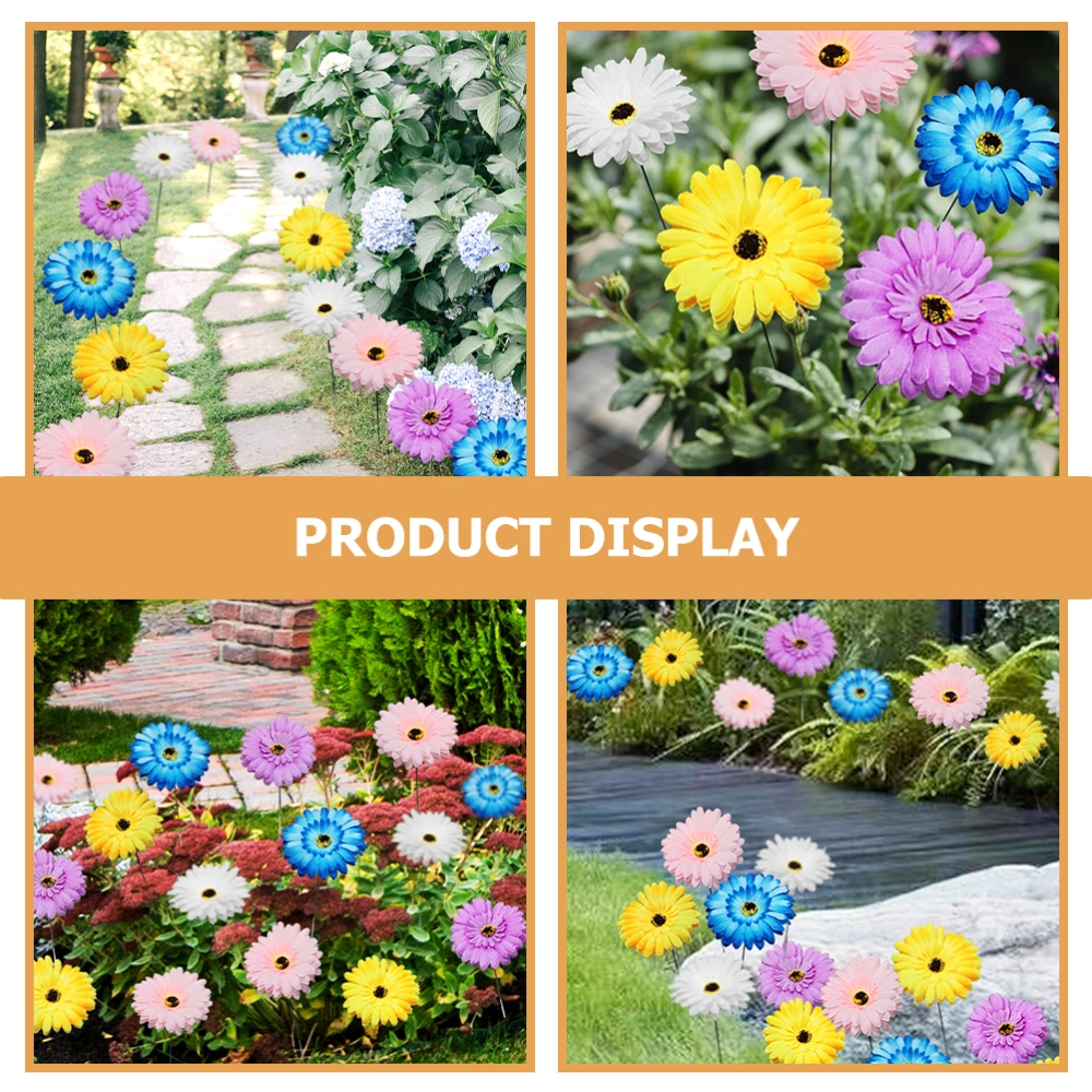 5Pcs Pathway Garden Daisy Stake Decorative Garden Flower Stake Ground Inserted Decor