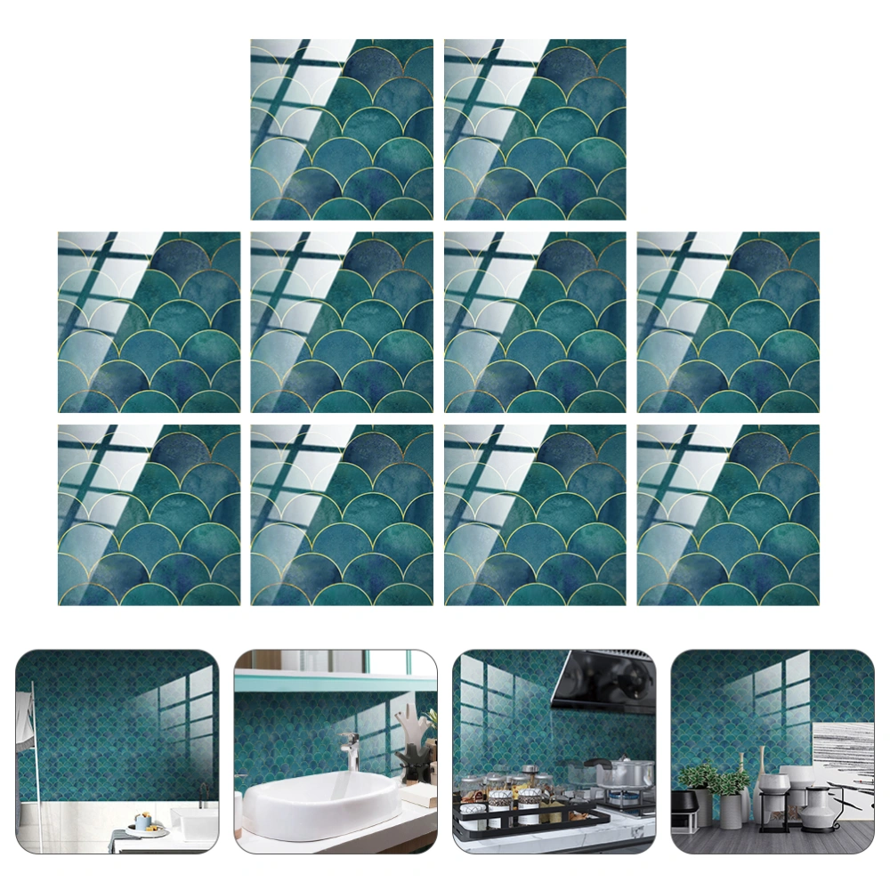 10Pcs Self-Adhesive Crystal Film Tile Stickers DIY Waterproof Wallpapers (TS250)