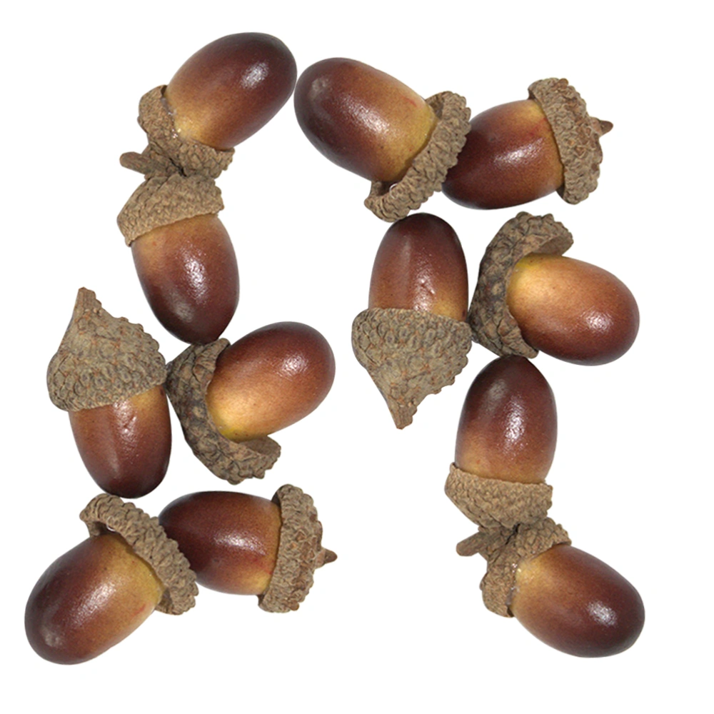 20 pcs Fake Acorn Lifelike Acorn Decor Ornament for Christmas Festival Party (Dark Color)