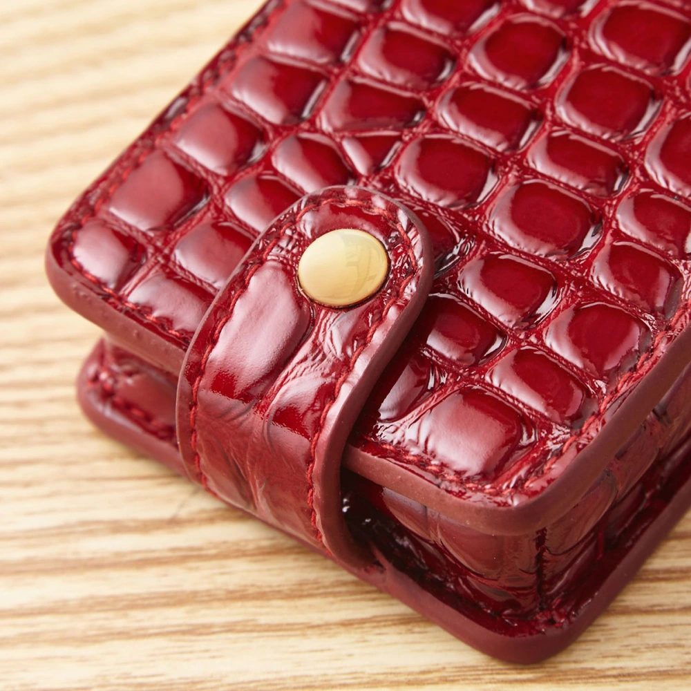 1PC Portable Lipstick Case PU Alligator Travel Makeup Bag Cosmetic Pouch for Women (Red)