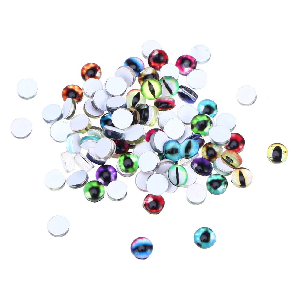 100 PCS 6mm Mixed Eye Mosaic Tiles Dome Cabochons Glass Gemstone for Crafts Jewelry Making