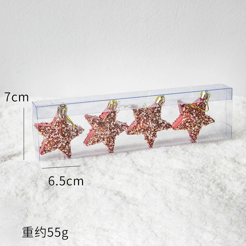 4pcs Christmas Star Shape Hanging Pendant Xmas Star Pendant Xmas Tree Haning Decor