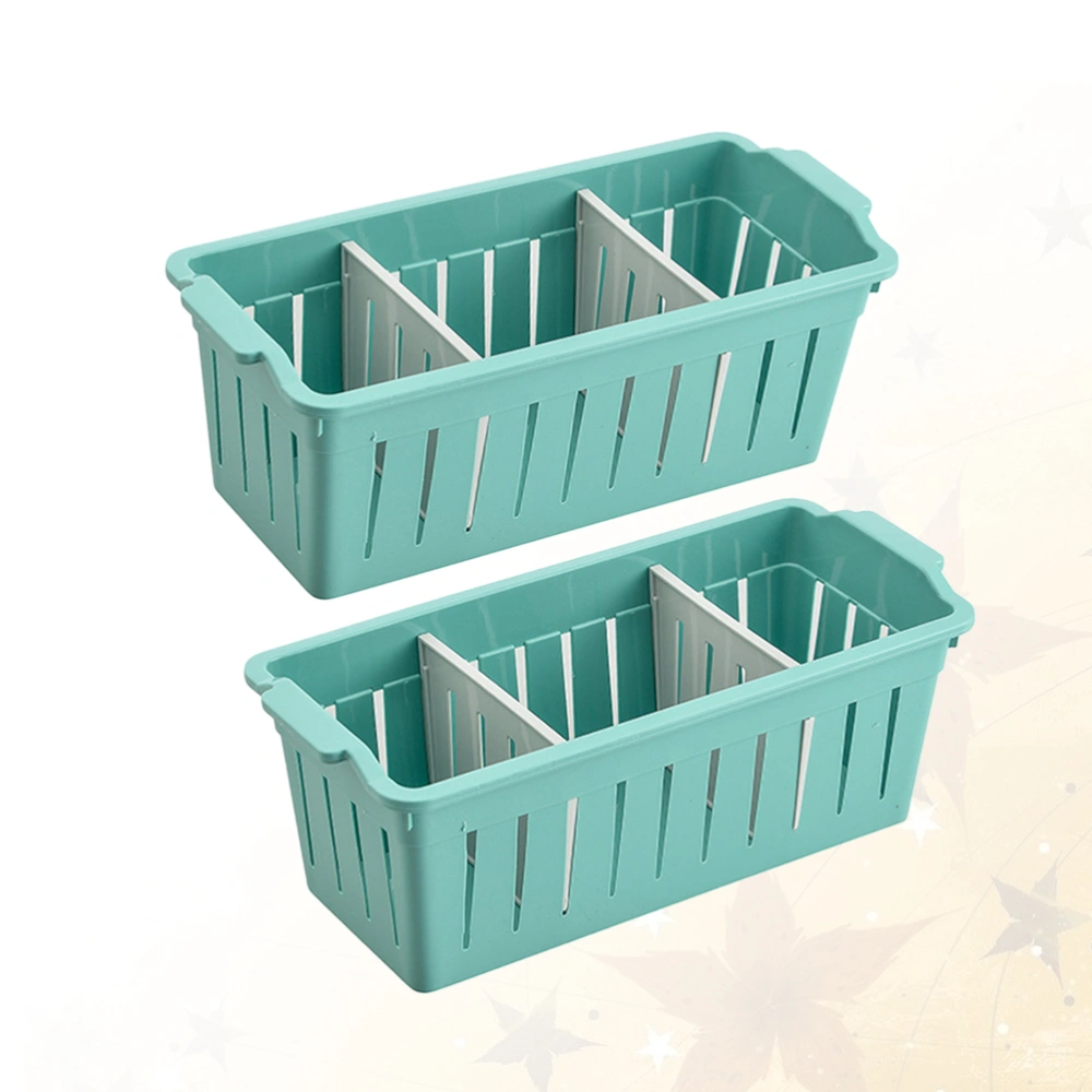 2Pcs European Style Divided Makeup Case Cosmetics Organizer Hollow Cosmetics Storage Container for Women Female (Green)