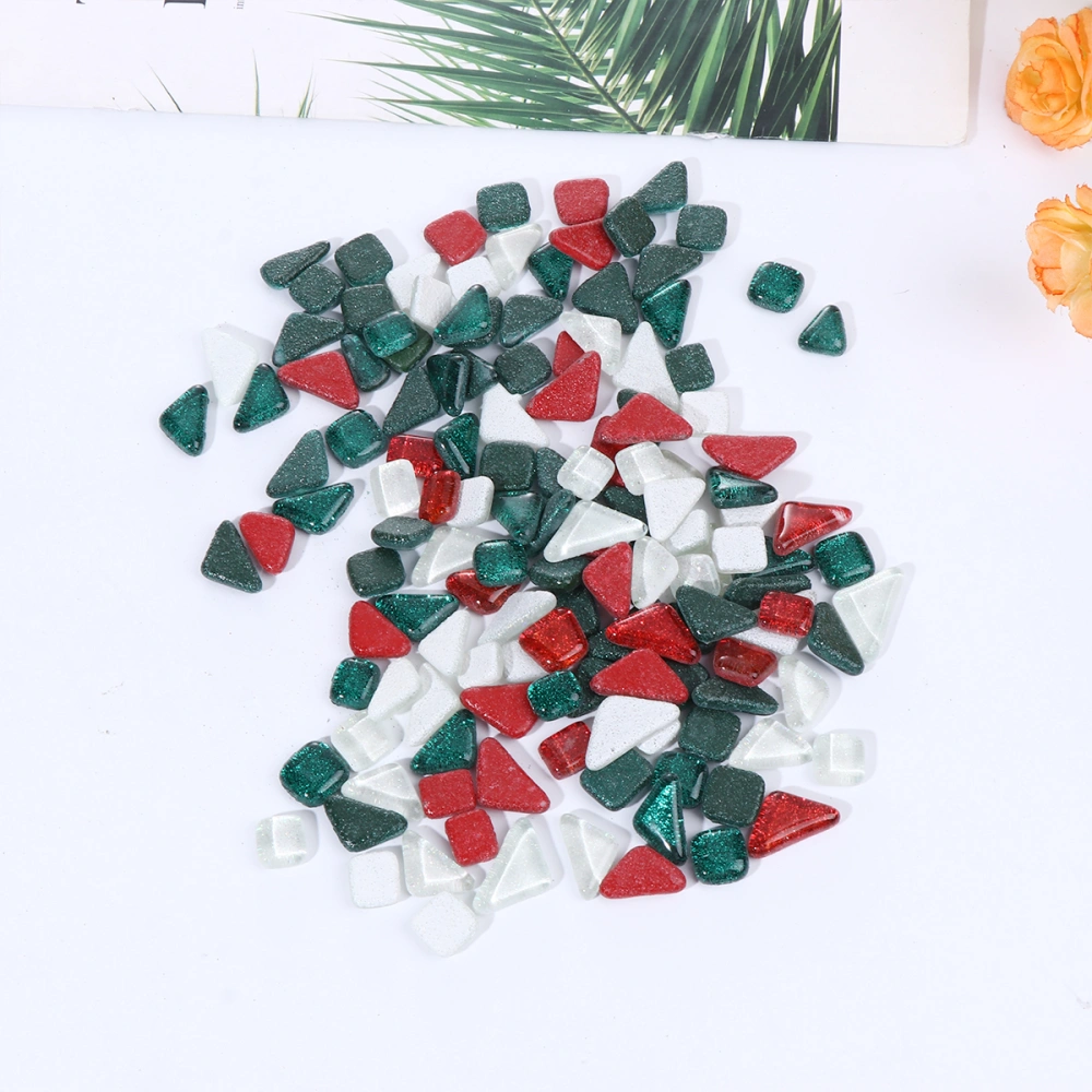 Glitter Crystal Smooth Mosaic Stone Irregular Mosaic Stone Beautiful DIY Handmade Materials (500g, Red, Green)