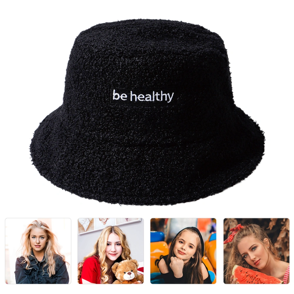 1Pc Lamb Wool Bucket Hat Double Side Fisherman Hat for Women Girls Lady