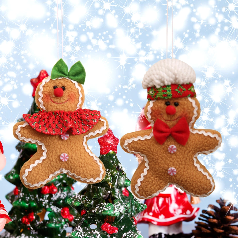 6pcs Christmas Gingerbread Man Ornaments Xmas Tree Handbag Car Pendants Home Office Party Holiday Hanging Decorations